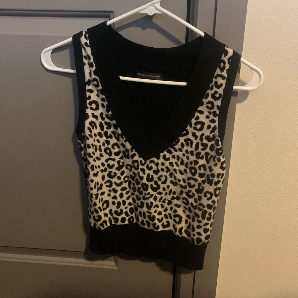 Express Leopard Sweater Vest